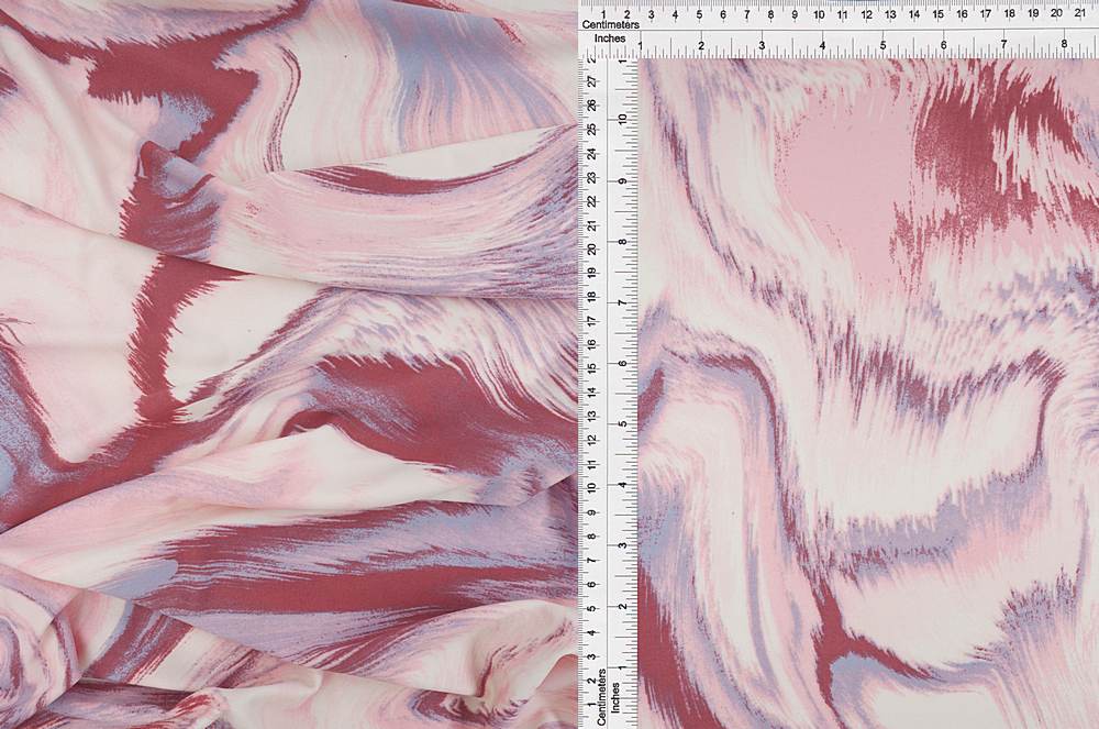 KNT1389-Q10813 / PINK/WINE / 96%POLY 4%SPAN DTY ABSTRACT PRINT