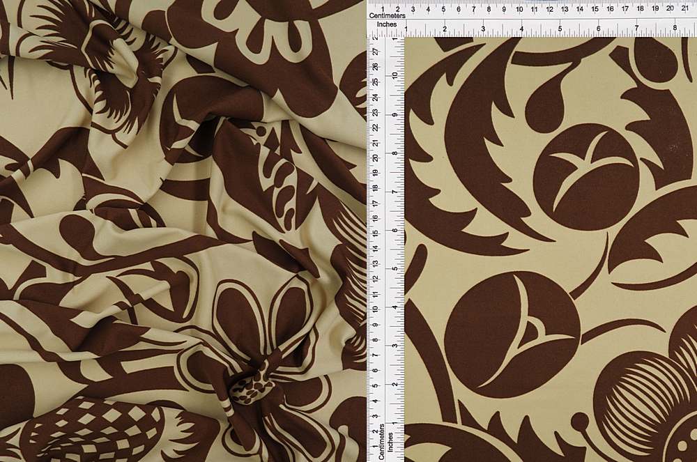 KNT1389-Q10923 / TAUPE/BROWN / 96%POLY 4%SPAN DTY RETRO/GEO PRINT