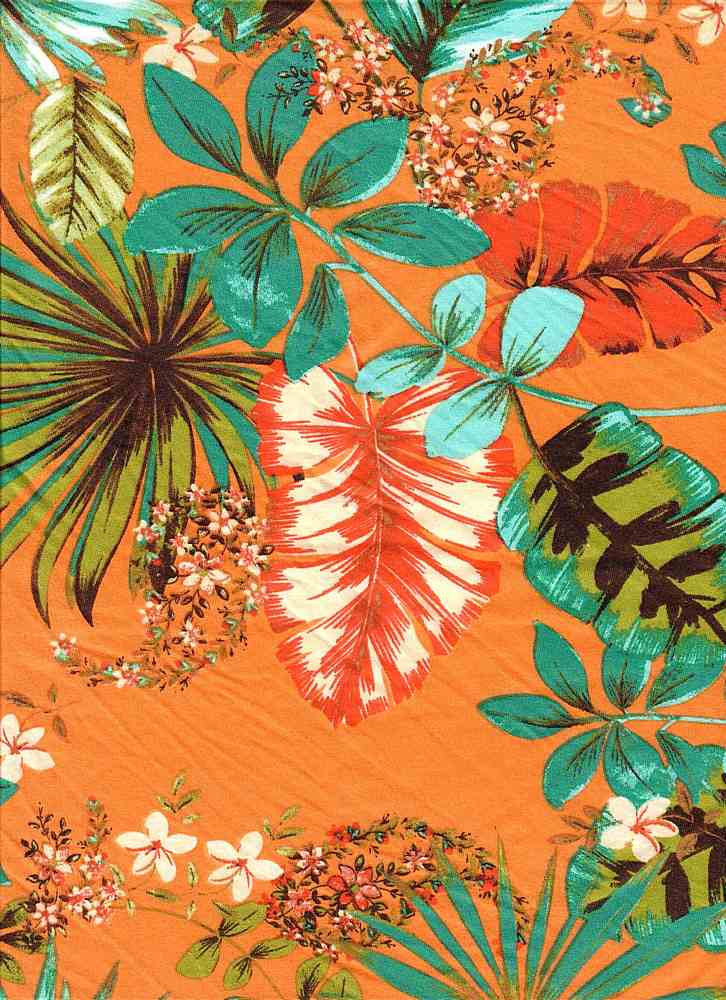 KNT2100-MS10025 / ORANGE / 96%POLY 4%SPAN DTY BRUSHED TROPICAL PRINT
