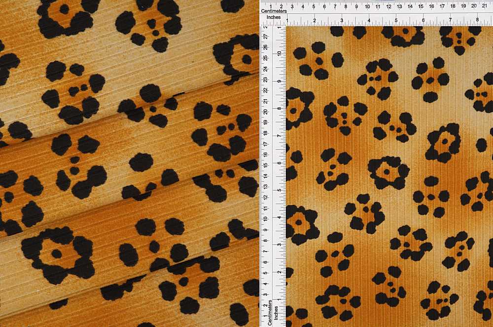 KNT4135-S903103 / KHAKI/BLK / 87%POLY 13%SPAN 8X3 YUMMY RIB ANIMAL/LEOPARD PRINT