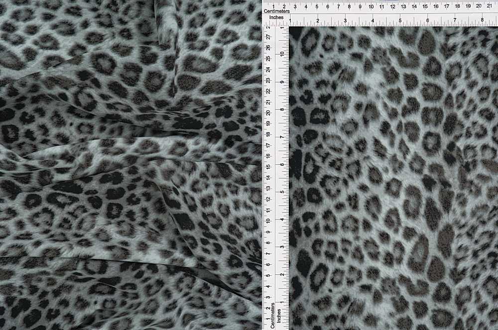 KNT3971-SE41227 / GREY/BLK / 95%POLY 5%SPAN TECHNO CREPE ANIMAL/LEOPARD PRINT