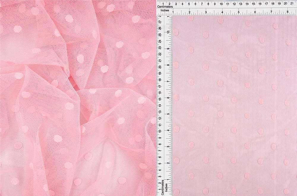 MESH-3698 / PINK / 90%NYLON 10%SPAN POLKA DOT LACE/MESH SOLID