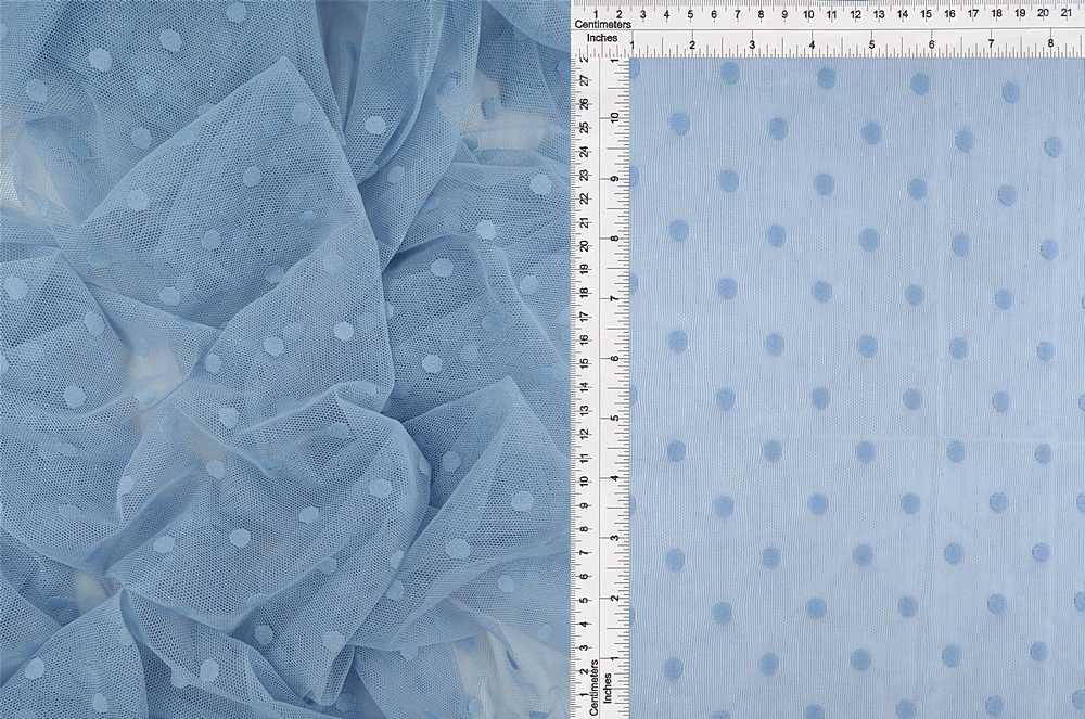 MESH-3698 / BLUE / 90%NYLON 10%SPAN POLKA DOT LACE/MESH SOLID