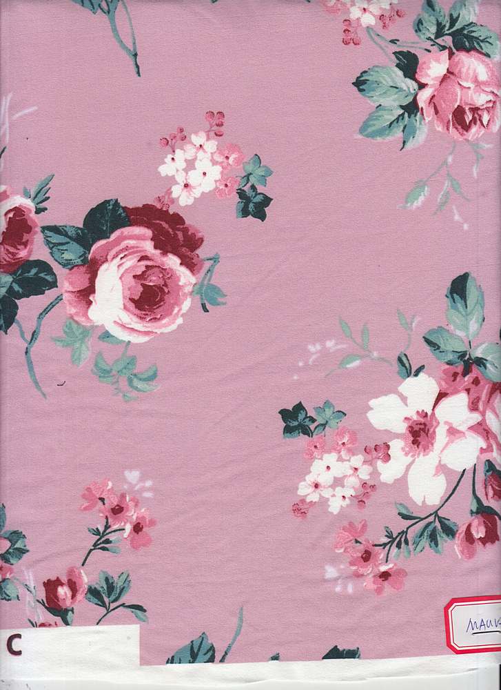 KNT2100-Q10306 / MAUVE / 95%POLY 5%SPAN DTY BRUSHED FLORAL/FLOWER PRINT