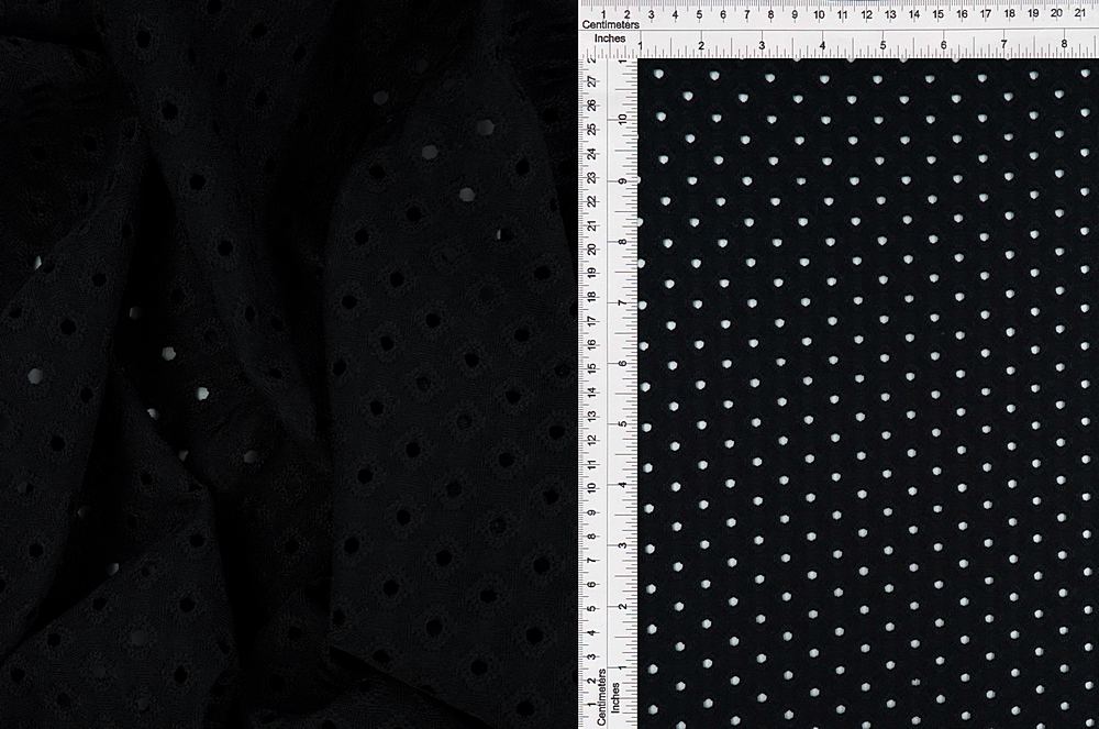 KNT4448 / BLACK / 97%POLY 3%SPAN KNIT JACQUARD EYELET