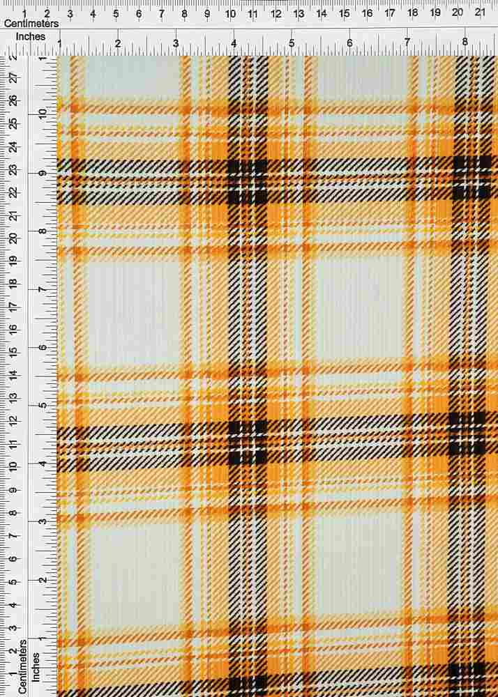 KNT3422-Q01221 / IVORY/MUSTARD / 87%POLY 13%SP 4X2 YUMMY RIB PLAID PRINT