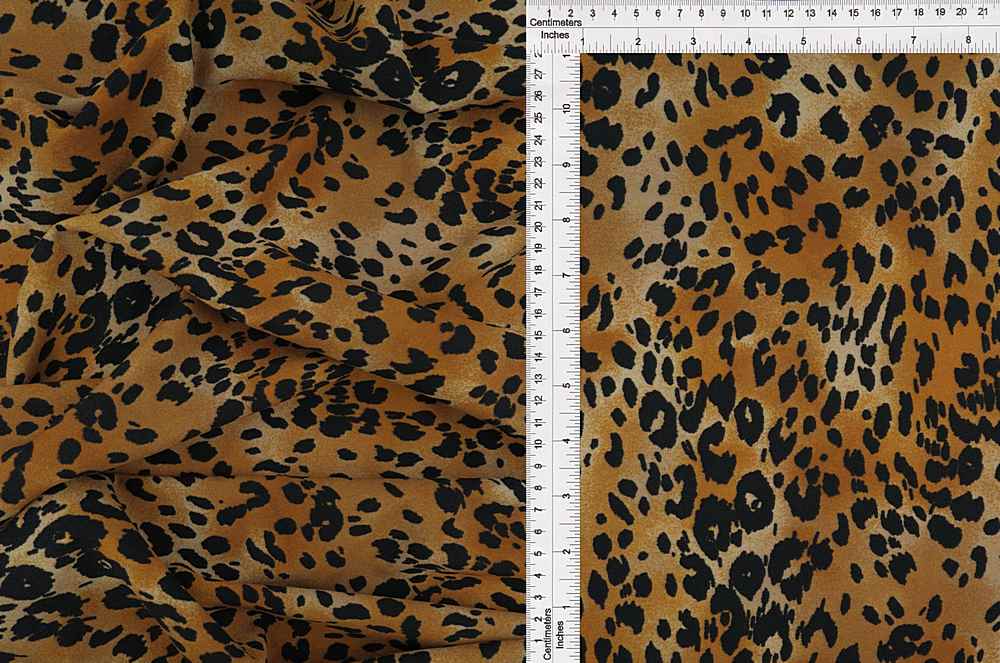 KNT3971-SE10632 / TAUPE/KHAKI / 95%POLY 5%SPAN TECHNO CREPE ANIMAL/LEOPARD PRINT