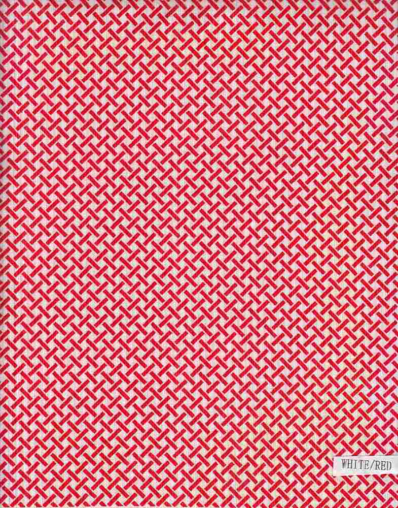 KNT3422-Q10819 / WHT/RED / 87%POLY 13%SP 4X2 YUMMY RIB GEO RETRO WINDOW PANE