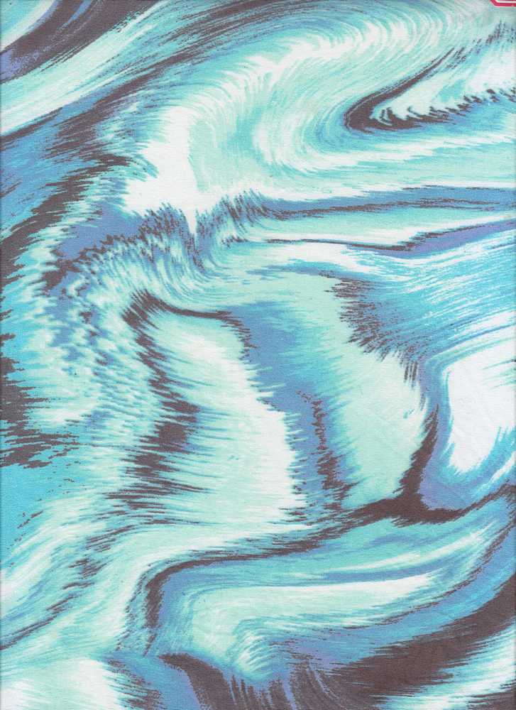 KNT1389-Q10813 / AQUA/BLUE / 96%POLY 4%SPAN DTY ABSTRACT PRINT