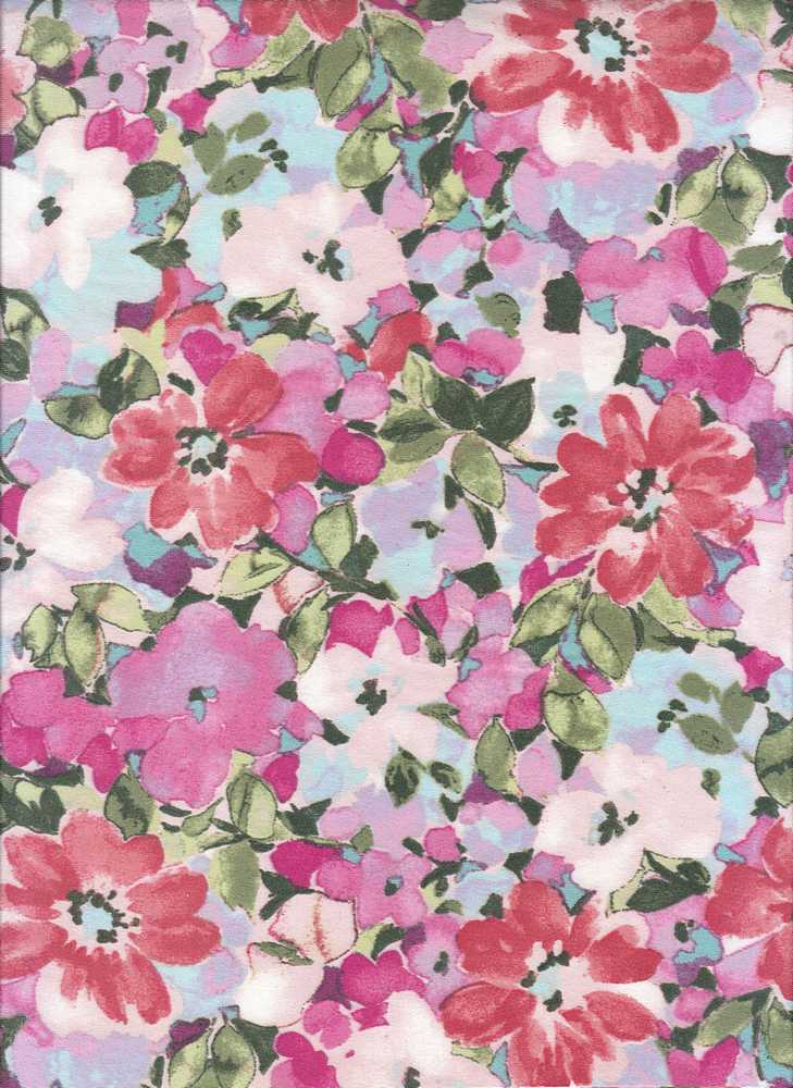 KNT1389-MS10628 / FUCHSIA#7 / 96% Poly 4% Spandex Dty Floral Print