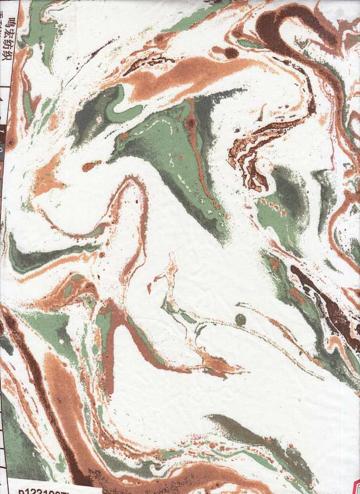 KNT1389-MS10015 / IVORY/SAGE / 96% Poly 4% Spandex DTY Marble Print
