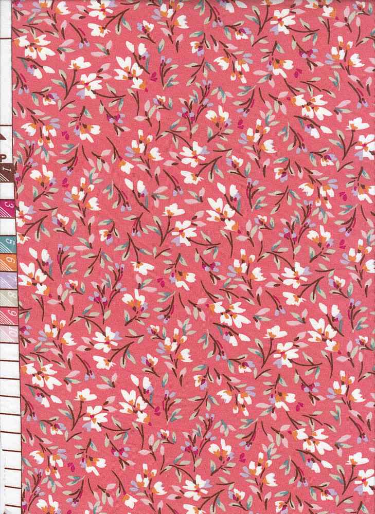 KNT1389-MS10019 / CORAL / 96% Poly 4% Spandex DTY Ditsy Print