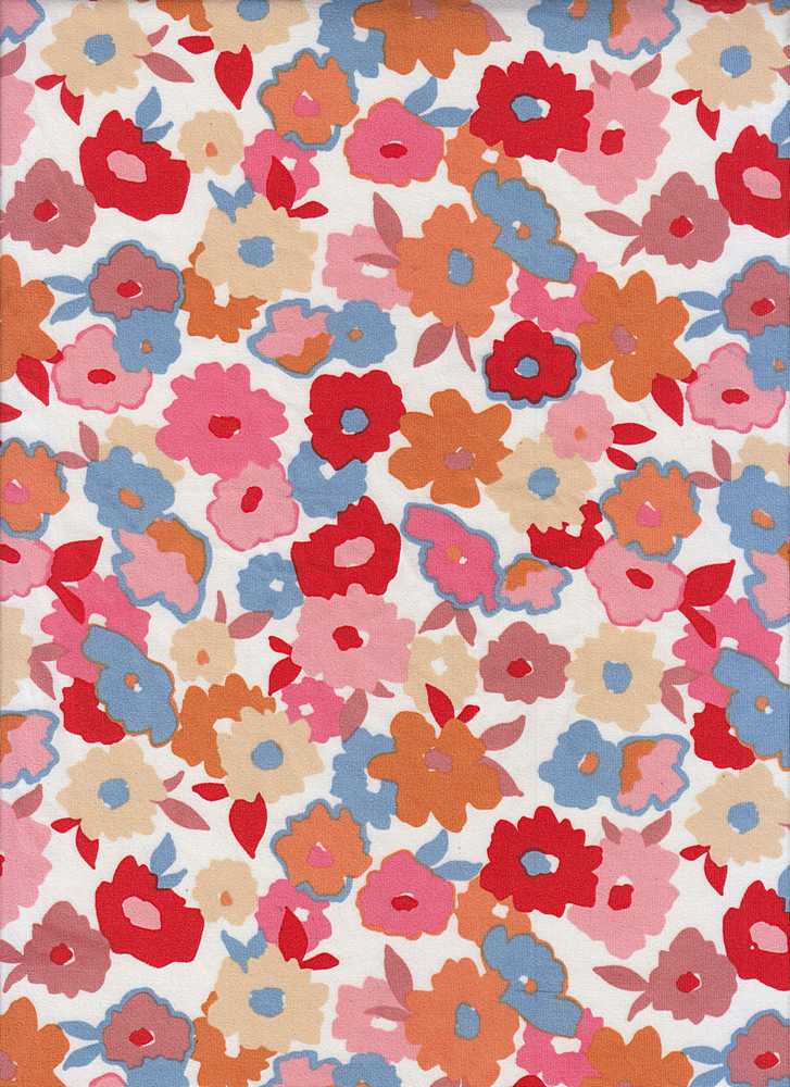 KNT1389-MS10009 / IVORY/BLUE / 96% Poly 4% Spandex DTY Floral Print