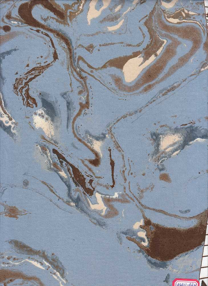 KNT1389-MS10015 / BLUE/BROWN / 96% Poly 4% Spandex DTY Marble Print