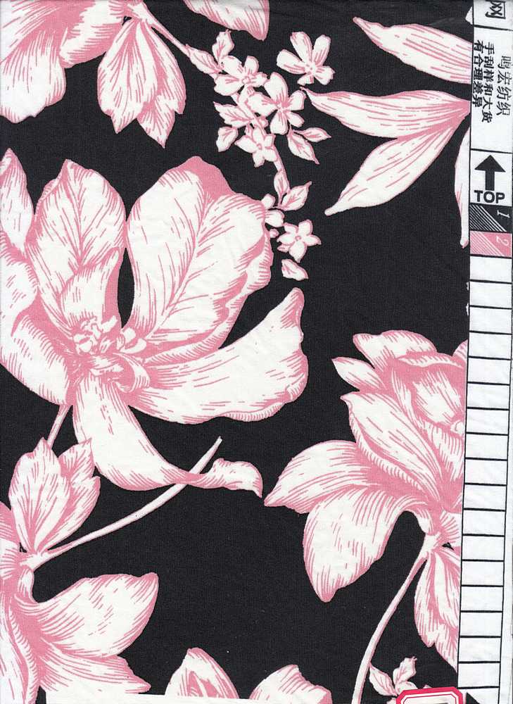 KNT1389-Q10903 / BLACK/BLUSH / 96% POLY 4% SPANDEX DTY  FLORAL PRINT