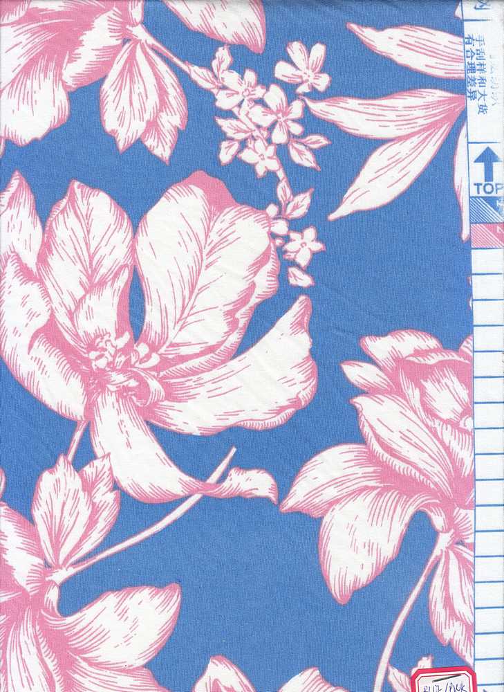 KNT1389-Q10903 / BLUE/PINK / 96% POLY 4% SPANDEX DTY  FLORAL PRINT