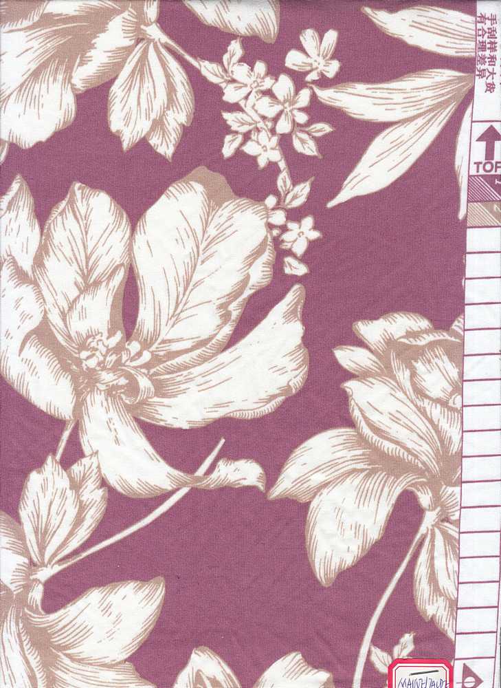KNT1389-Q10903 / MAUVE/TAUPE / 96% POLY 4% SPANDEX DTY  FLORAL PRINT