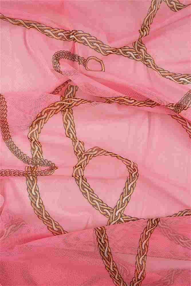 MESH-Q10722 / BLUSH/GOLD / 90%POLY 10%SPAN MESH CHAIN STATUS PRINT