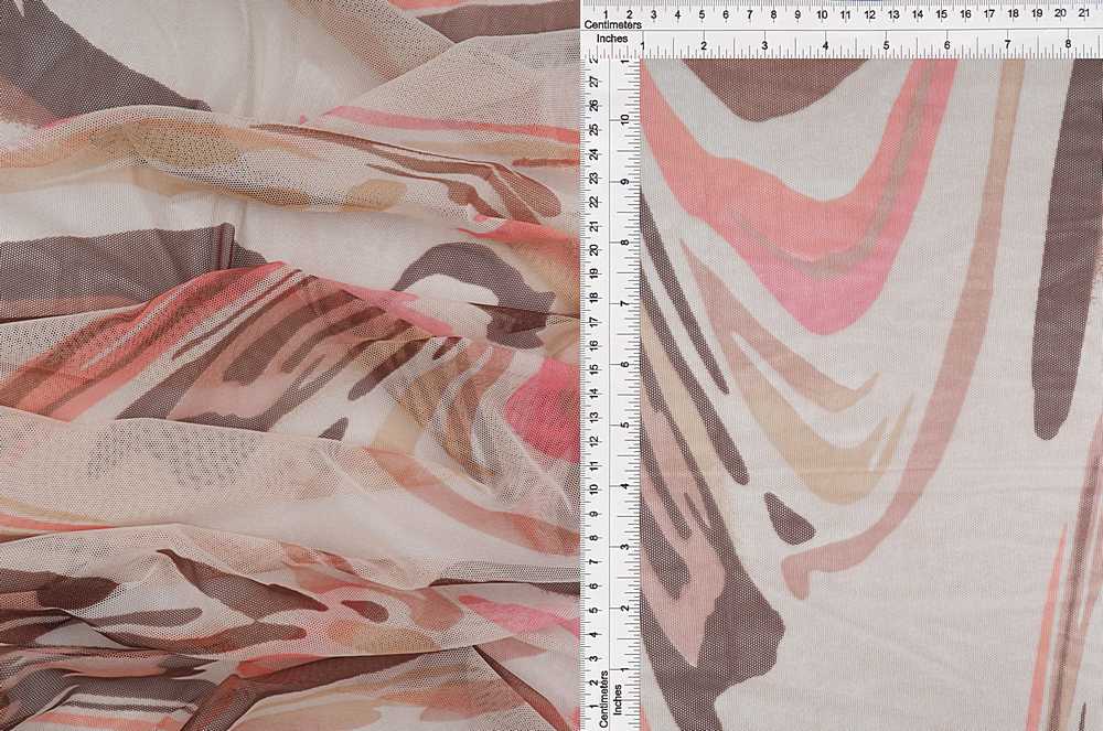 MESH-Q11036 / IVORY/BLUSH / 90%POLY 10%SPAN MESH ABSTRACT PRINT