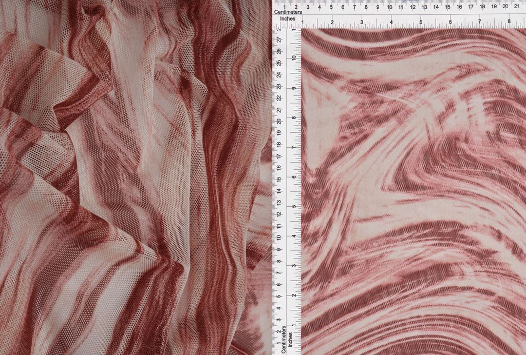 MESH-Q11213 / ROSE/MAUVE / 90%POLY 10%SPAN MESH MARBLE PRINT