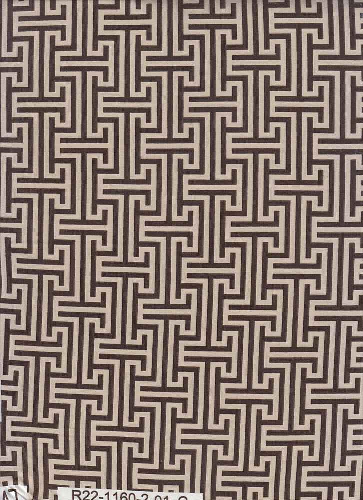 KNT1389-Q10822 / BROWN/TAUPE / 96% Poly 4% Spandex DTY Geo/Greek/Retro Print