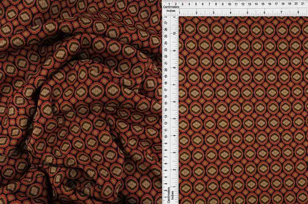 KNT4450 / ORANGE BURNT / 96%POLY 4%SPAN DOUBLE KNIT JACQUARD GEO