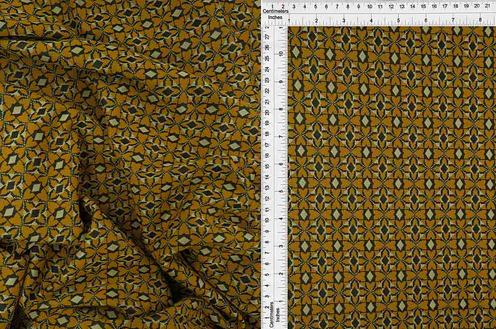 KNT4451 / MUSTARD / 96%POLY 4%SPAN DOUBLE KNIT JACQUARD GEO