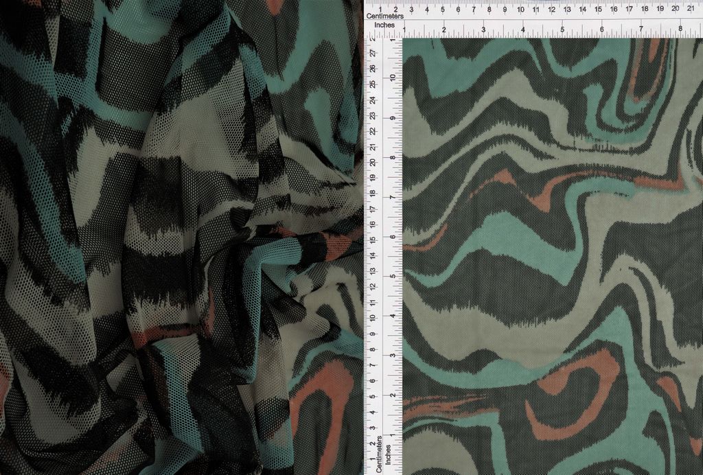MESH-Q11201 / RUST MINT / 90%POLY 10%SPAN MESH GEO PRINT