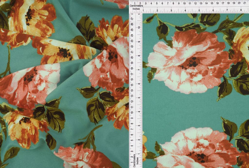 KNT2100-MS10104 / SAGE DK / 96%POLY 4%SPAN DTY BRUSH FLORAL/FLOWER PRINT