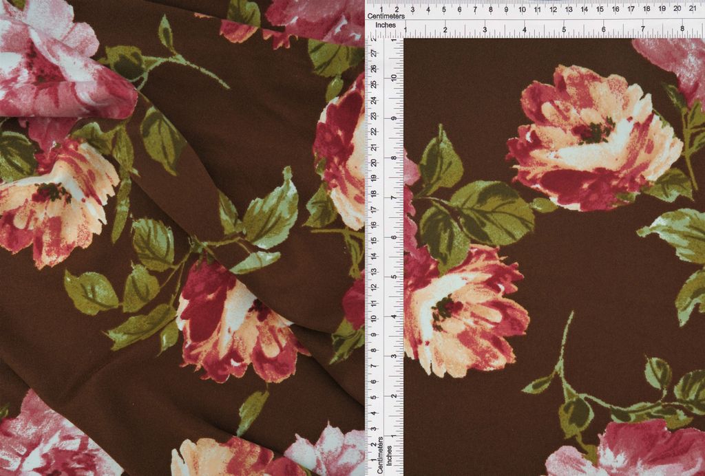KNT2100-MS10104 / BROWN / 96%POLY 4%SPAN DTY BRUSH FLORAL/FLOWER PRINT