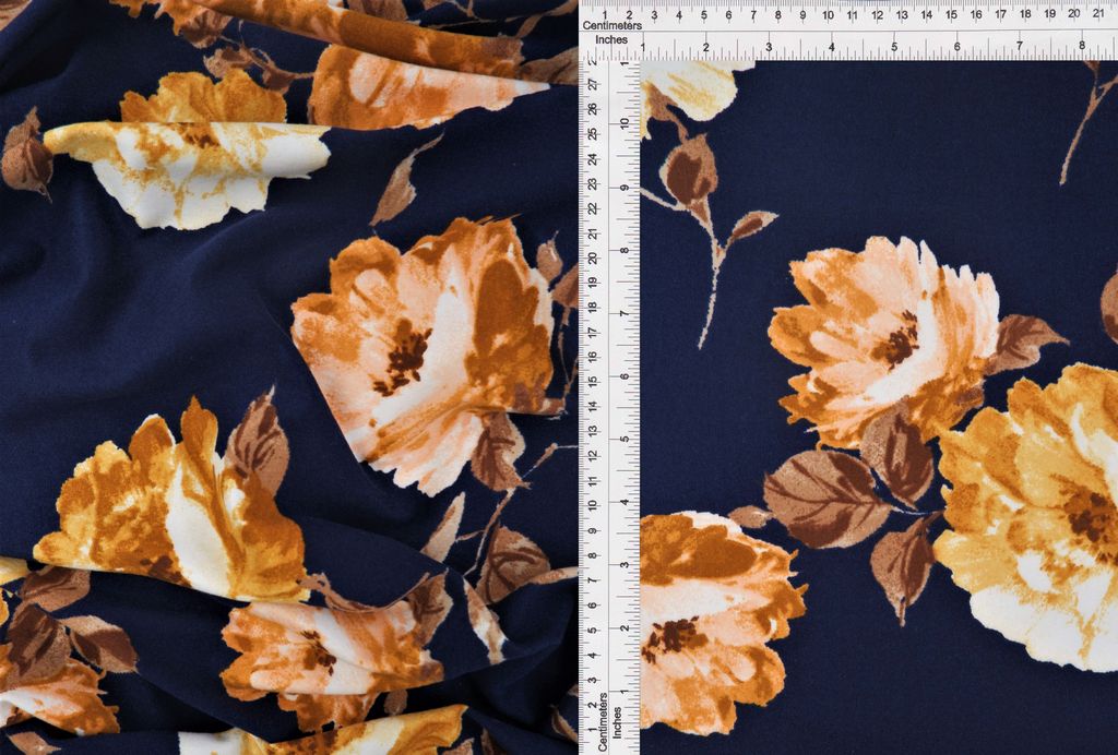 KNT2100-MS10104 / NAVY / 96%POLY 4%SPAN DTY BRUSH FLORAL/FLOWER PRINT