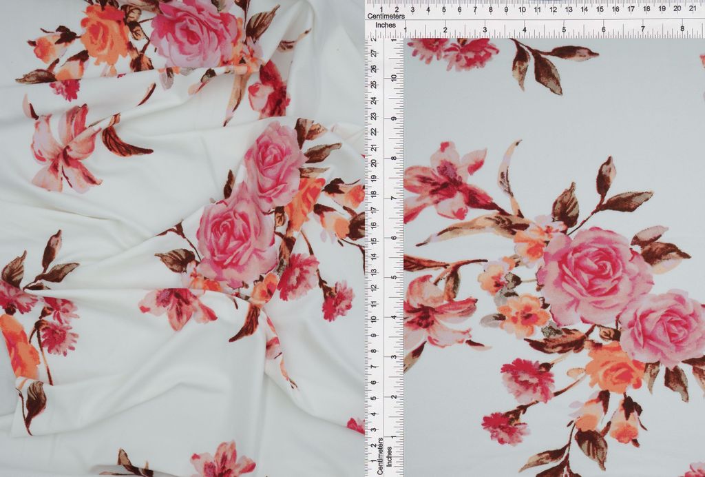 KNT2100-Q11115 / IVORY ROSE / 96%POLY 4%SPAN DTY BRUSHED FLORAL/FLOWER PRINT