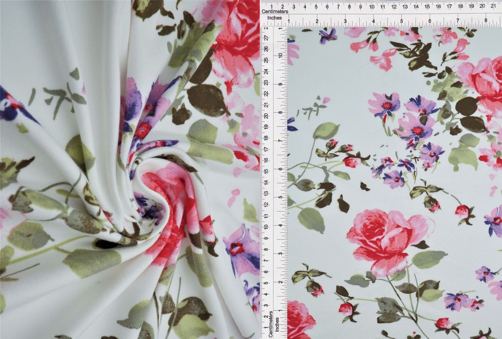 KNT2100-Q90628 / IVORY ROSE / 96%POLY 4%SPAN DTY BRUSHED FLORAL/FLOWER PRINT