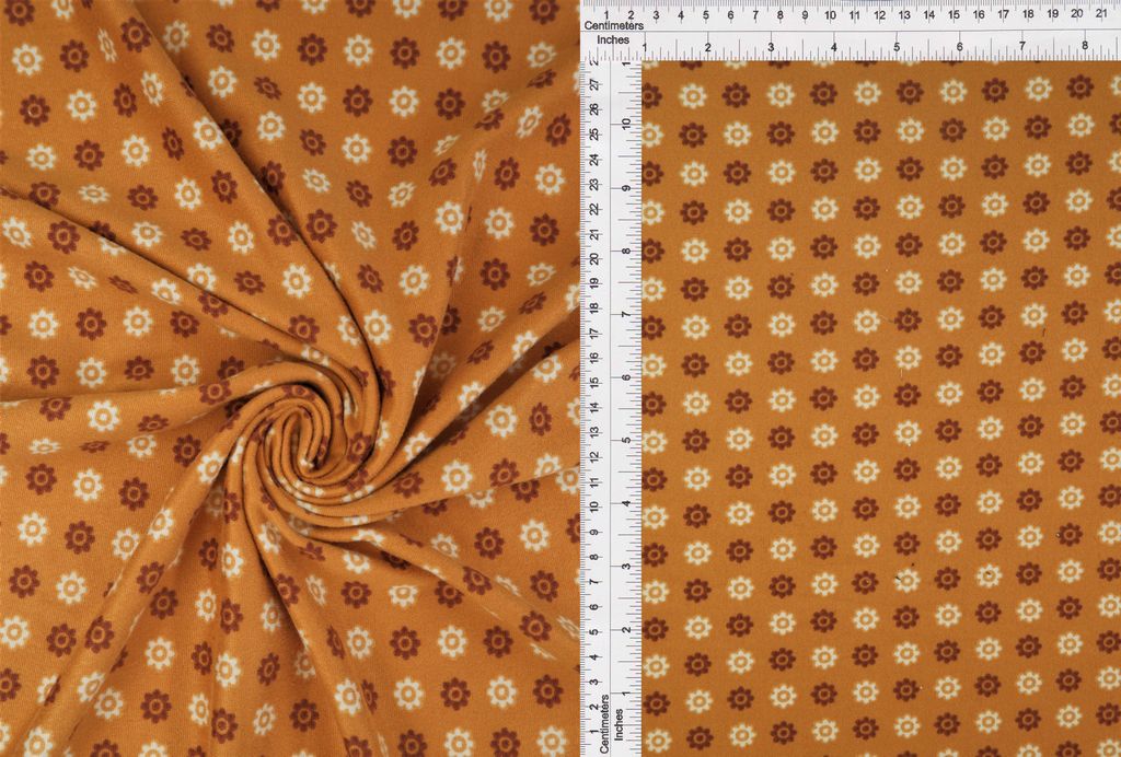 KNT2100-MS10134 / MUSTARD / 96%POLY 4%SPAN DTY BRUSH DITSY GEO FLOWER