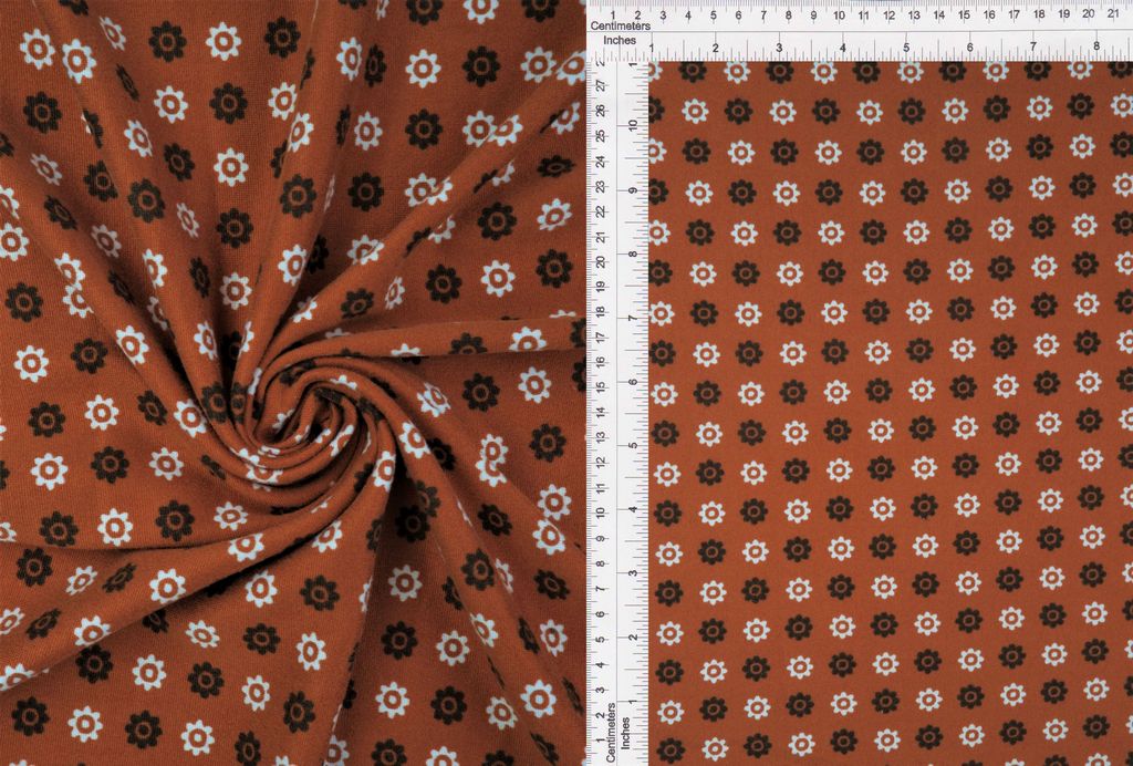 KNT2100-MS10134 / RUST / 96%POLY 4%SPAN DTY BRUSH DITSY GEO FLOWER