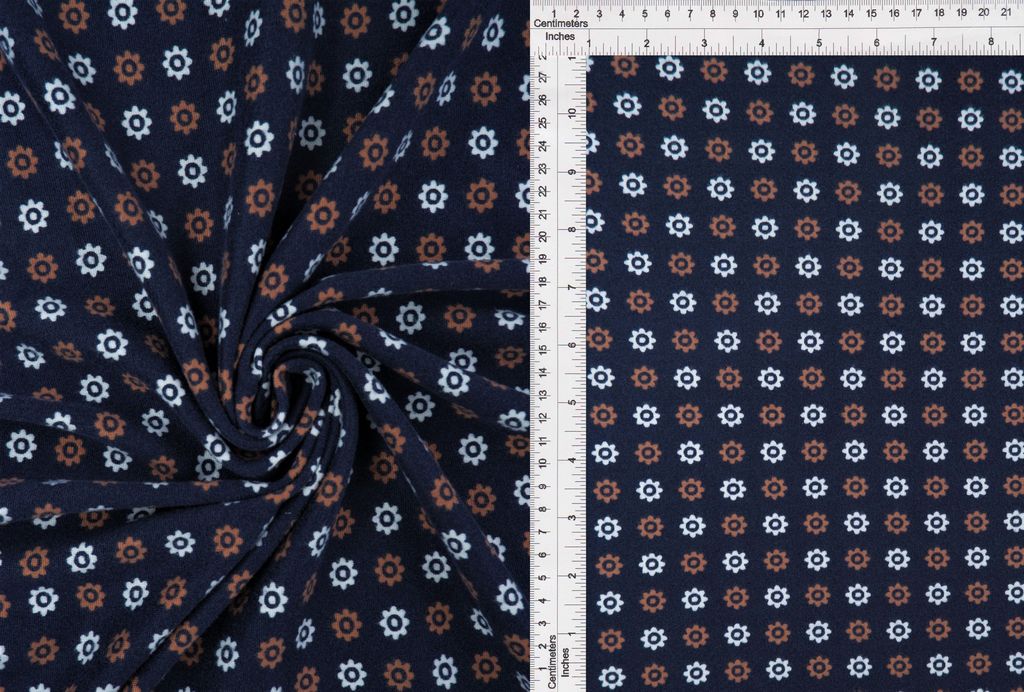 KNT2100-MS10134 / NAVY / 96%POLY 4%SPAN DTY BRUSH DITSY GEO FLOWER