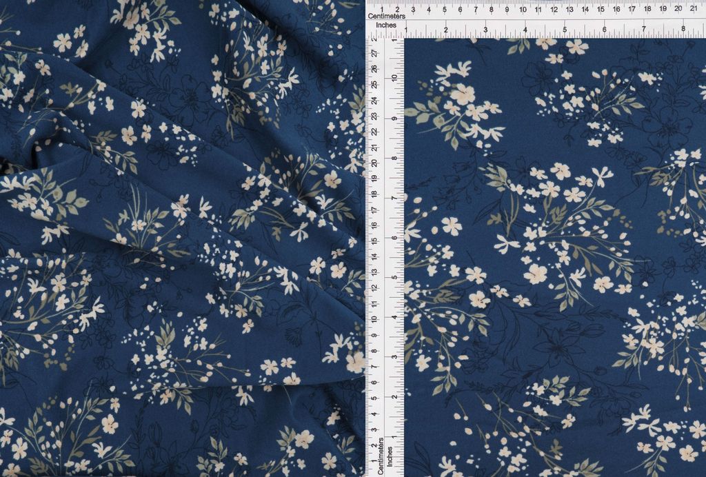 KNT2100-MS10132 / BLUE / 96%POLY 4%SPAN DTY BRUSH FLORAL FLOWER PRINT