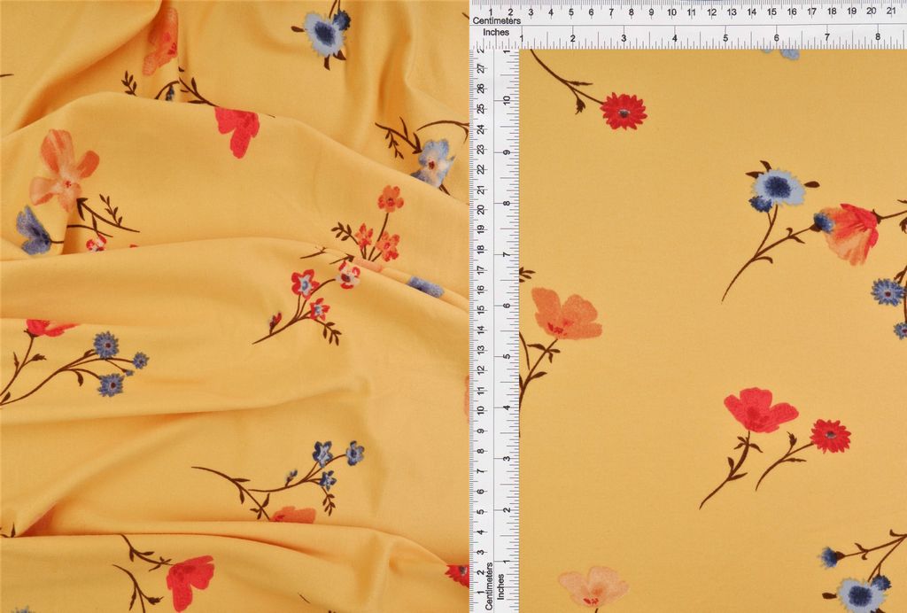KNT2100-MS10142 / YELLOW / 96%POLY 4%SPAN DTY BRUSH FLORAL FLOWER