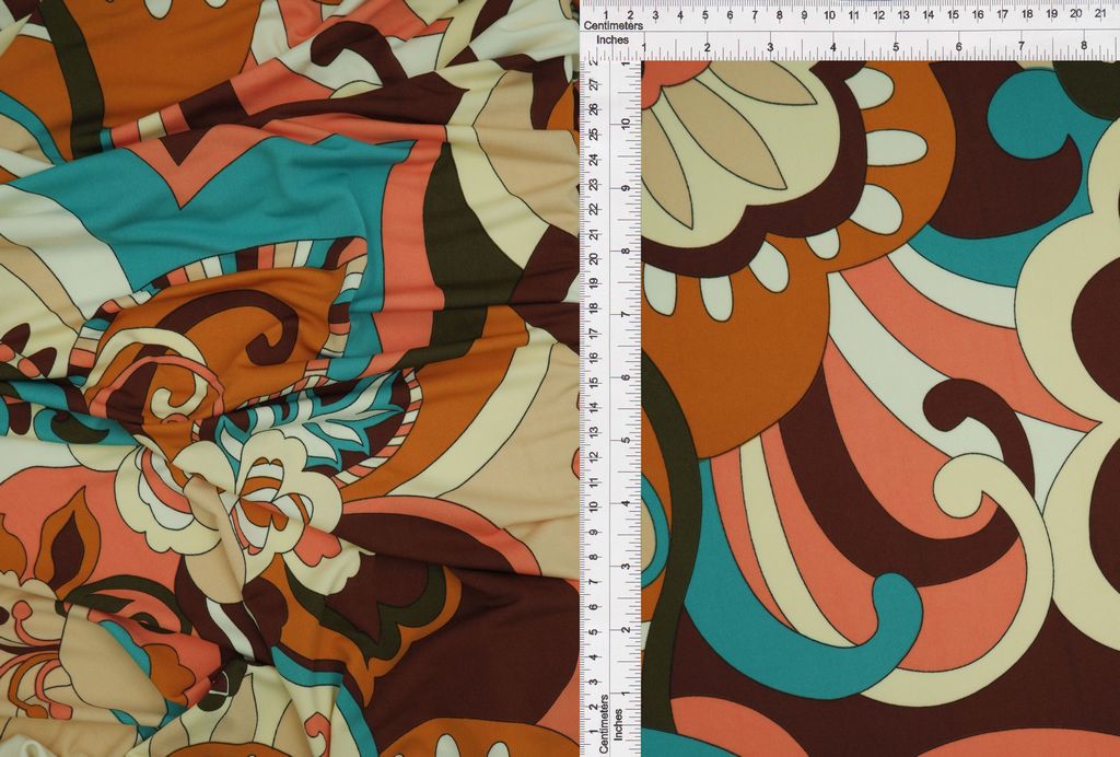 KNT1389-Q10709 / RUST / 96% POLY 4% SPANDEX DTY PAISLEY PRINT