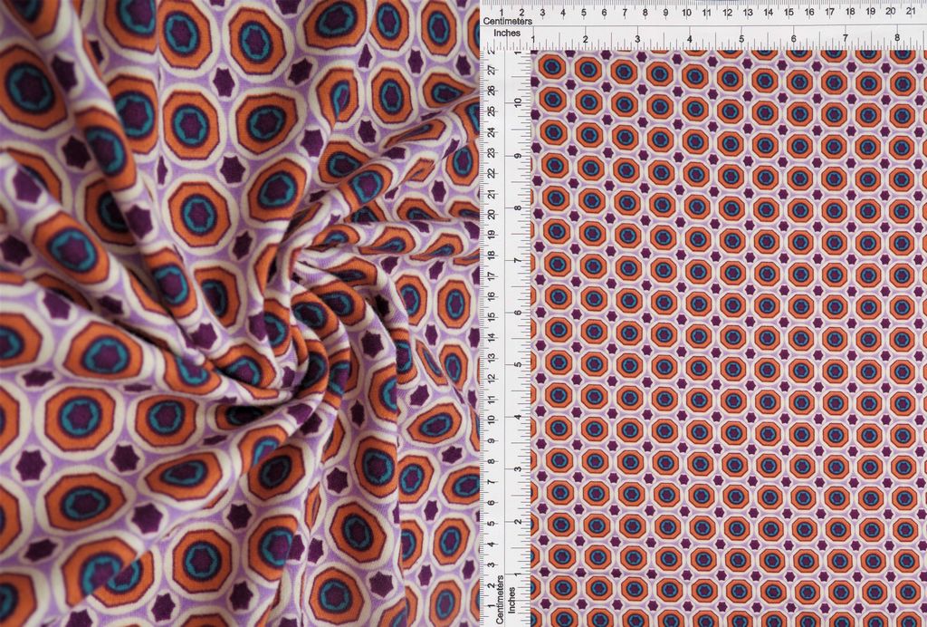 KNT2100-MS10158 / LILAC/PURPLE / 96%POLY 4%SPAN DTY BRUSH GEOMETRIC PRINT