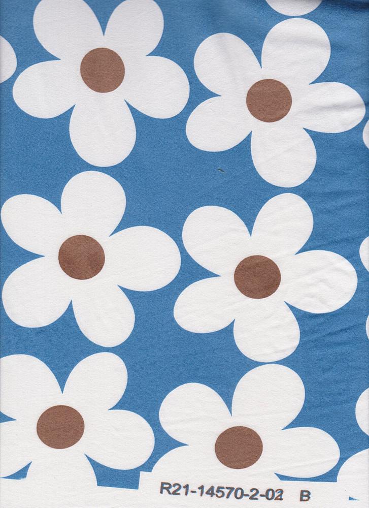KNT2100-DU711 / BLUE/TAUPE / 95%P 5%SP DTY BRUSHED FLORAL PRINT