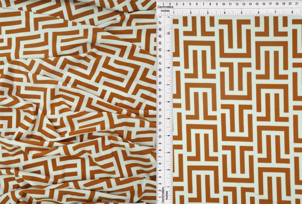 KNT1389-Q20204 / TERACOTTA/WHT / 96%POLY 4%SPAN DTY RETO/GREEK/GEO PRINT