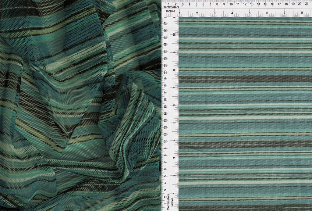 MESH-SE805160 / TEAL MINT / 90%POLY 10%SPAN MESH STRIPE PRINT