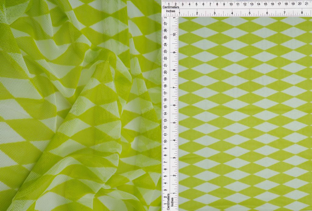 MESH-Q20216 / LIME/WHITE / 90%POLY 10%SPAN MESH RETRO/GEO PRINT
