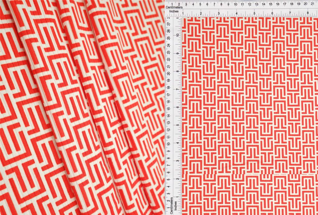 KNT3422-Q20209 / BURNT ORANGE / 96%POLY 4%SPAN 4X2 YUMMY RIB GEO PRINT