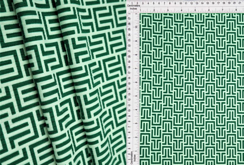 KNT3422-Q20209 / GREEN/WHITE / 96%POLY 4%SPAN 4X2 YUMMY RIB GEO PRINT