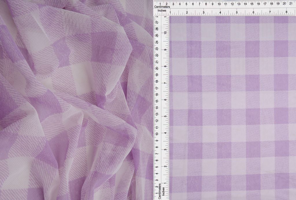 MESH-SE902140 / LAVENDER/WHT / 90%POLY 10%SPAN MESH CHECKERED/PLAID PRINT