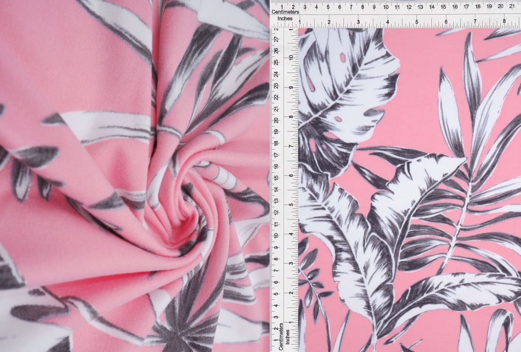 KNT2100-Q10120 / MAUVE / 96%POLY 4%SPAN DTY BRUSHED TROPICAL PRINT