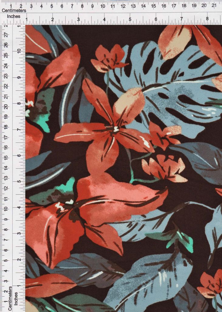 KNT2100-Q11102 / BROWN/BLUSH / 96%POLY 4%SPAN DTY BRUSHED BIG FLOWER/FLORAL PRINT