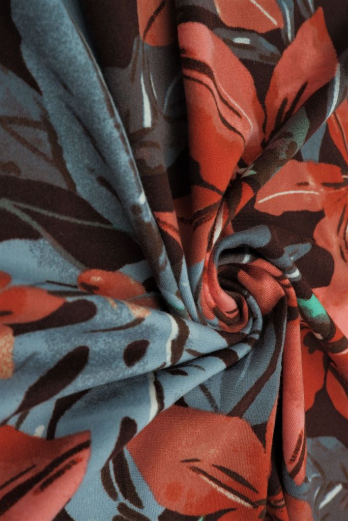 KNT2100-Q11102 / BROWN/BLUSH / 96%POLY 4%SPAN DTY BRUSHED BIG FLOWER/FLORAL PRINT